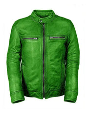 Green Vintage Real Biker Leathers Jacket