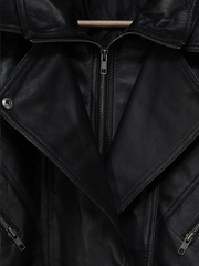 Fashion Lapel Style Black Biker Leather Jacket - The Leather Jackets