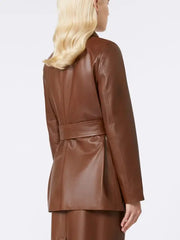 Women’s Brown Leather Jacket with Matching Skirt