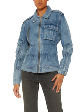 Light Blue Cargo Style Ladies Denim Jacket