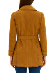 Long Coat Tan Suede Leather Coat for women