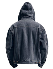 Men’s Dark Grey Hooded Misty Denim Jacket
