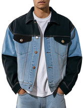 Men's Fashion Colorblock Denim Jacket