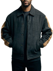 Men's Black and Beige Halloween Pumpkin Embroidered Jacket