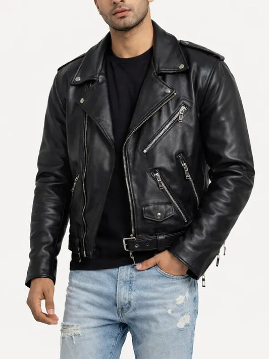 Men’s Vintage Black Biker Leather Jacket