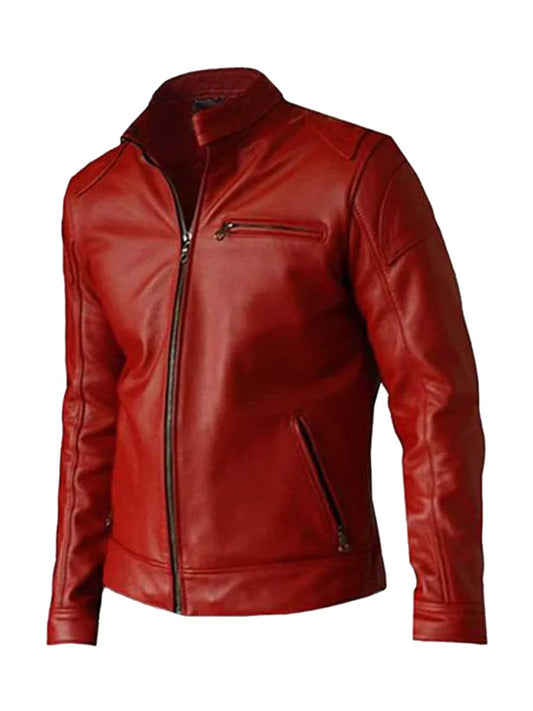 Biker Elegant Red Leather Jacket - The Leather Jackets