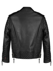 Men's Black Quilted Leather Bomber Jacket