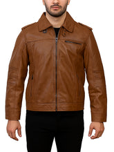 Mens Classic Tan Brown Leather Jacket