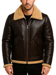Men’s Dark Brown Shearling Leather Jacket