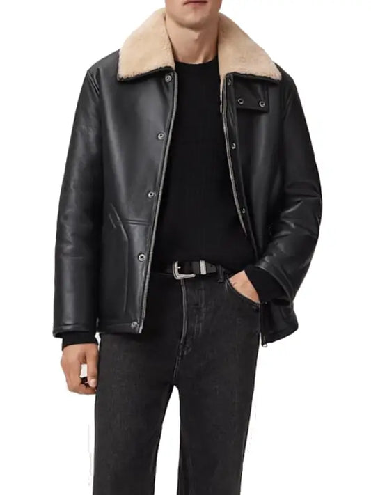 Men’s Premium Black Shearling Leather Jacket
