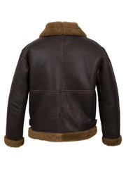 Men's dark brown genuine leather shearling jacket