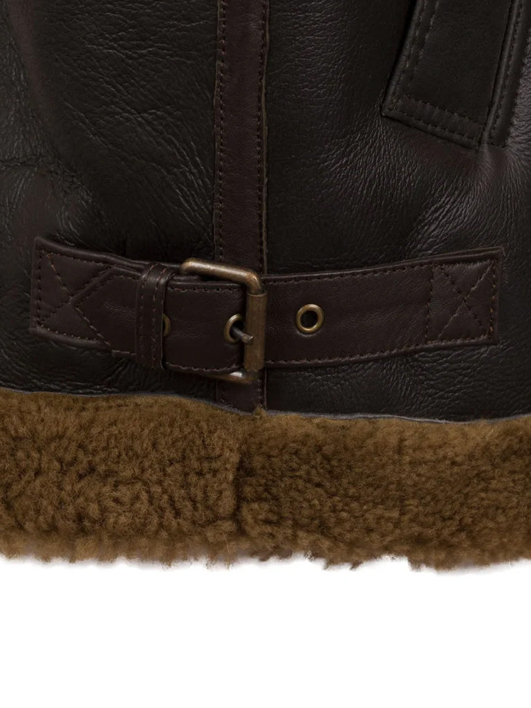 Men's heavy-duty shearling lined leather jacket