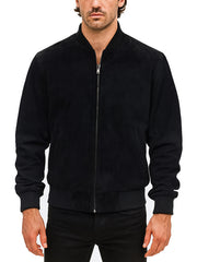 Mens Bomber Suede Leather Jacket