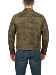 Mens Distressed Brown Leather Jacket Vintage Biker Style