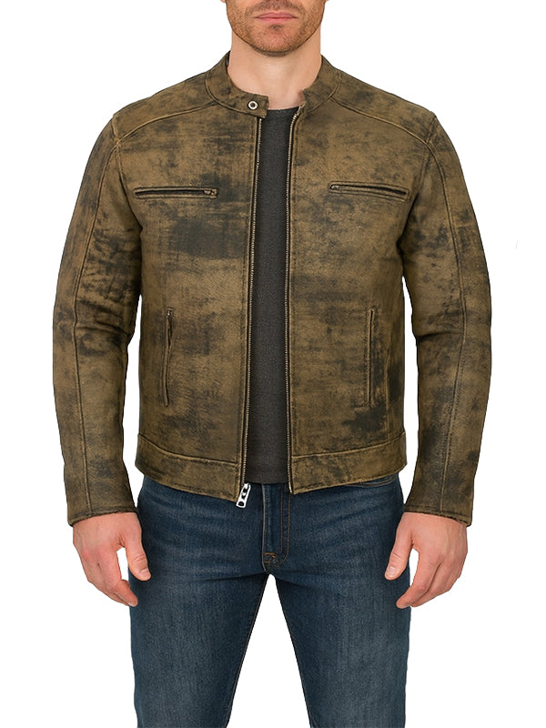 Mens Distressed Brown Leather Jacket