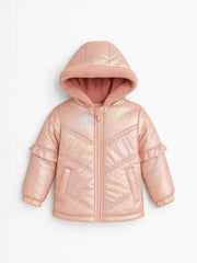 Kids Pink Hooded Puffer Jacket – Warm Quilted Winter Coat for Girls