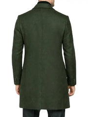 Men’s Dark Green Tailored Wool Blend Long Coat