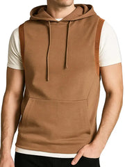 Men’s Sleeveless Hoodie Pullover, Casual Hooded Tank Top Sweatshirt