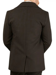 Men’s Black Double Breasted Wool Blend Coat – Classic Formal Winter Overcoat