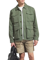 Men’s Olive Green Cotton Utility Jacket Lightweight Summer Wear