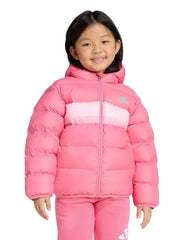 Girls Pink Hooded Puffer Jacket, Lightweight Winter Warm Jacket for Kids
