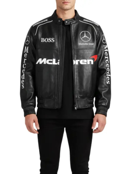 Mercedes McLaren Racing Leather Jacket for Men