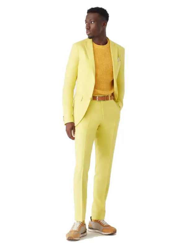 Men's Stylish Yellow Two Piece Suit with Modern Slim Fit - The Leather Jackets