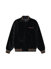 Black Velvet Dragon Embroidered Bomber Jacket