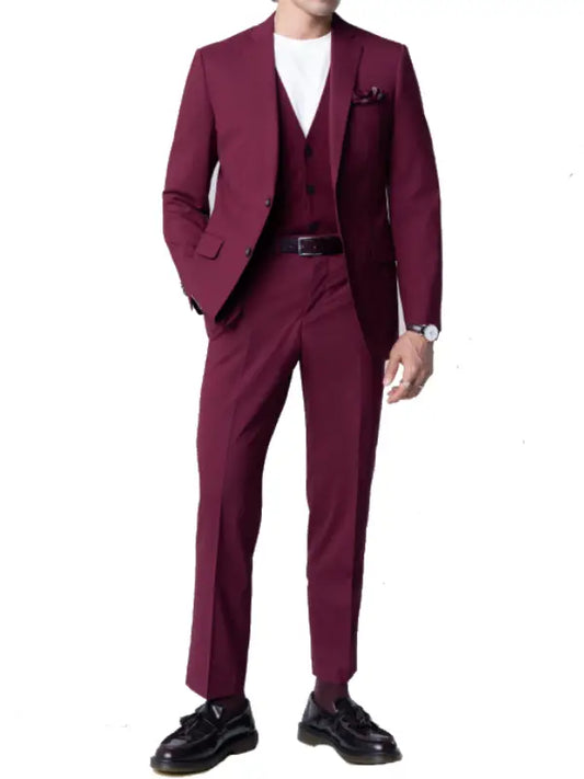 Premium Maroon Three Piece Slim Fit Suit for Men