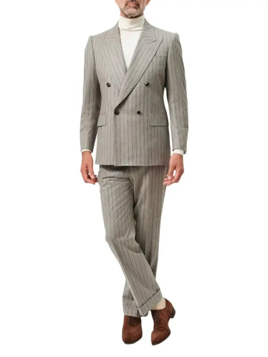 Men's Grey Pinstripe Double Breasted Tailored Suit