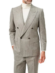 Men's Grey Pinstripe Double Breasted Tailored Suit