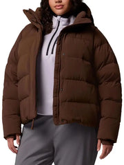 Men’s Brown Hooded Puffer Jacket with Quilted Insulation