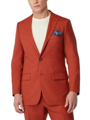 Men’s Modern Slim Fit Orange Suit Set with Single Breasted Blazer