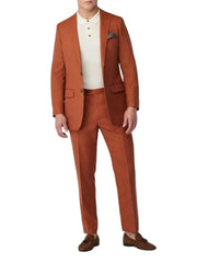 Men’s Modern Slim Fit Orange Suit Set with Single Breasted Blazer