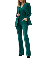 Elegant Green Three Piece Women’s Suit Blazer Set
