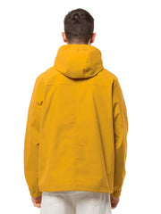 Men’s Yellow Hooded overhead Jacket – Lightweight Windproof Pullover