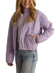 Lavender Quilted Corduroy Cropped Jacket for Women
