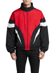 Red and Black Color Block Windbreaker Jacket for Men