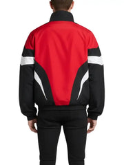 Red and Black Color Block Windbreaker Jacket for Men