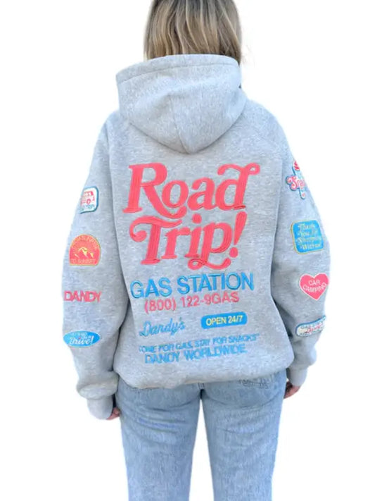 Road Trip Adventure Graphic Hoodie – Oversized Unisex Dandy Patch Hoodie - The Leather Jackets