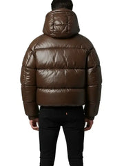 Brown Hooded Puffer Jacket for Men with Premium Insulation