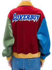 Alan Men’s Multi Color Leather Varsity Jacket with Embroidered Patches