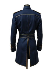 Men’s Navy Blue Military Officer Coat with Gold Buttons