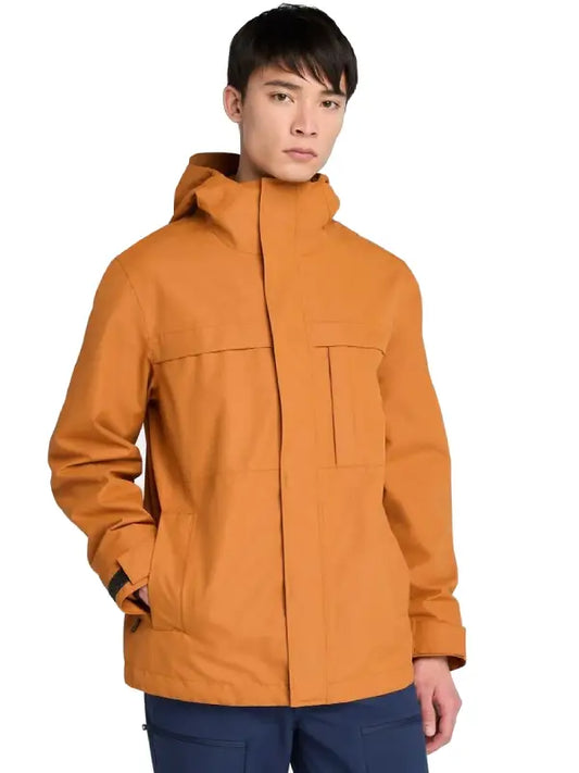 Men’s Mustard Hooded Utility Jacket with Weather-Resistant Fabric