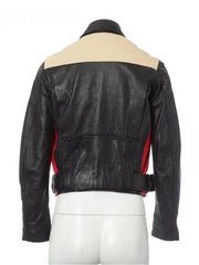 Acne Studios Demi Lovato Red & Black Leather Biker Jacket