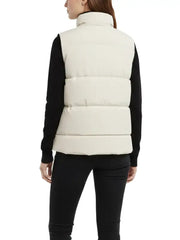 Women’s Cream Puffer Vest with Stand Collar | Lightweight Quilted Gilet