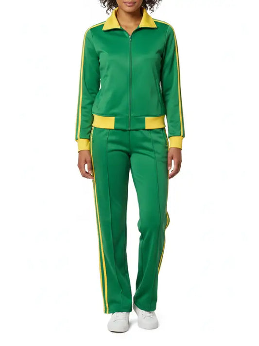 Green and Yellow Classic Women’s Track Suit Set