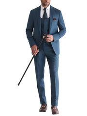 Men's Modern Teal Three Piece Suit Set