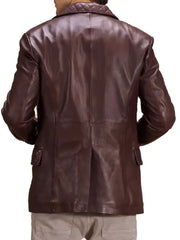Men’s Quilted Maroon Leather Blazer Jacket