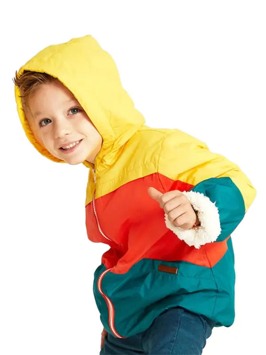 Kids Color-Block Hooded Winter Jacket | Warm Lightweight Puffer
